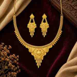 Wholesale Brass 14K 18K 24K Dye Gold Plated Forming Necklaces, Traditional Design Jewelry Set, Festive Wear Fashion Jewelry Set. - Product Image 2