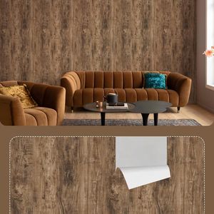 Carta Adesiva Effetto Legno Vintage Marrone Grigio 44cmx5m Vinile Autoadesivo Finto Legno Rimovibile - Product Image 2