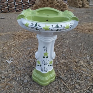 <b>Farmhouse</b> Sanitary Ware <b>Pedestal</b> Wash Basin Floor Standing Square Ceramic <b>Bathroom</b> <b>Sink</b> - Product Image 1