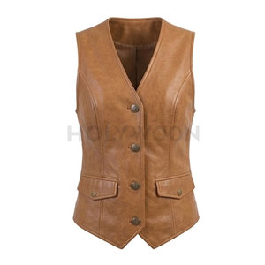 Chaleco de Cuero Simple para Mujer, Impermeable, Estilo Urbano, Apariencia Diaria Elegante para Uso Casual, Looks Modernos y a la Moda - Product Image 4