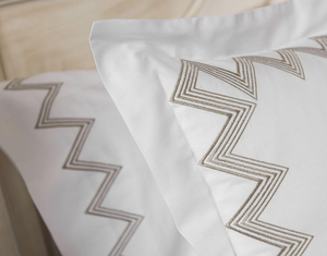 Custom Embroidery Gold Zigzag 250tc European-American Style <b>Bedding</b> <b>Sets</b> White Luxury Cotton Sateen Duvet Cover Pillowcases Home - Product Image 2