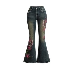 Vaqueros Anchos Góticos Personalizados para Mujer, Pantalones de Mezclilla Negros de Pierna Ancha, Moda Urbana Y2K, Venta al por Mayor OEM ODM - Product Image 3
