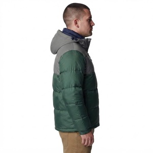 Chaqueta Acolchada con Capucha para Hombre, Color Verde Gris, con Bloques de Color, Térmica, con Cierre Completo, para Invierno, Casual, para Exteriores, Aislada - Product Image 3