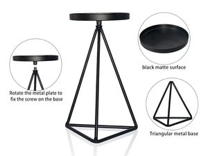 Ensemble de 3 bougeoirs en métal noir, supports de bougies géométriques, décoration de centre de table, vente en gros pour l'exportation - Product Image 3