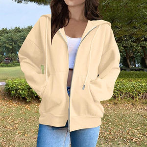 เสื้อฮู้ดดี้และเสื้อสเวตเชิ้ตผู้หญิง แขนยาว มีซิป ฮู้ดดี้แบบมีซิป สกรีนโลโก้ได้ และสีพื้น - Product Image 3