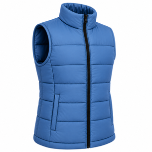 Custom Logo Mens Winter Puffer Vest Full Zip <b>Quilted</b> Sleeveless Jacket Breathable Stand Collar Body Warmer Solid Color <b>Waistcoat</b> - Product Image 3