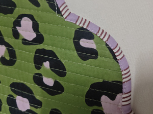 Dark Green Cotton Leopard Print Quilted Thin (0.2-0.4 In.) Reversible Modern Customizable Machine Washable Multi-Shaped <b>Placemat</b> - Product Image 3