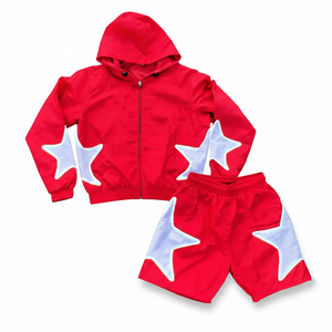 Ensemble de survêtement streetwear coupe-vent deux pièces, nouveau design 2026 personnalisé, avec impression en relief, sweat à capuche zippé et short pour l'automne - Product Image 6