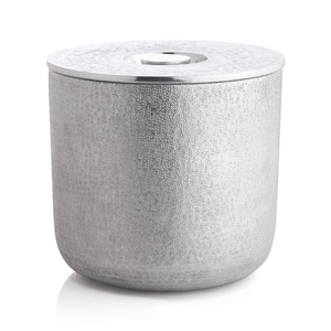 Cubo de Hielo Plateado con Tapa, Acabado Mate Texturizado, Enfriador de Metal, Ideal para Accesorios de Bar Modernos y Decoración de Fiestas - Product Image 3