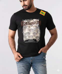 เสื้อยืดคุณภาพสูงสำหรับผู้ชาย สีพื้น ผ้าหนา ทรงโอเวอร์ไซส์ พิมพ์ลายฮิปฮอป คุณภาพดี - Product Image 1