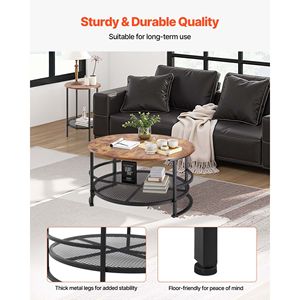 Set di tavolini da caffè in stile industriale, 3 pezzi, tavolo rotondo da soggiorno da 31,5 pollici con 2 tavolini laterali, montaggio facile richiesto - Product Image 3