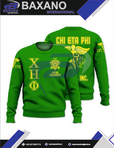 Sweat-shirt vert à col rond Chi Eta Phi Sorority 1932 avec lettres grecques et accents jaunes pour les membres de la sororité CEP - Product Image 4