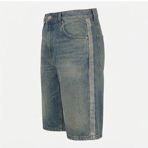 Shorts en jean tendance pour hommes, coupe ample, style streetwear, fabricant de vêtements en gros - Product Image 2