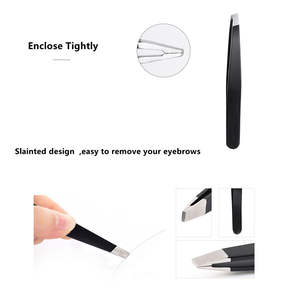 Prix d'usine, moins cher, professionnel, réutilisable, de haute qualité, en acier inoxydable, 1,2 mm, pince à épiler inclinée noire et or rose, ANAAIF - Product Image 3