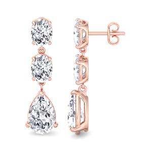Boucles d'oreilles longues de luxe de qualité supérieure, 1,5 carat, taille poire et ovale, en or massif 14 carats, diamants de laboratoire certifiés IGI, bijoux pour femmes, boucles d'oreilles tendance - Product Image 1