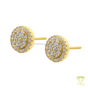 Pendientes de Diamantes Cultivados en Laboratorio, Diseño de Clúster, Plata de Ley 925, Chapados en Oro, Joyería Elegante de Primera Calidad - Product Image 4