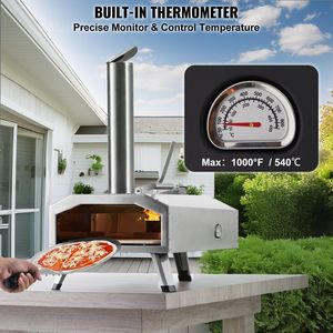 12 \ "forno portatile per Pizza all'aperto in acciaio inox per barbecue con cottura a Pellet di legno - Product Image 4
