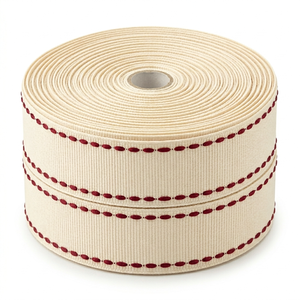 Manufacturer Supplier 25mm <b>Blush</b> Rose <b>Red</b> Edge Stitch Grosgrain Ribbon for Hair Bows Gift Wrap Wedding Decor Sewing Craft - Product Image 2