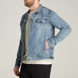 Plain <b>Blank</b> Bulk Quantity Men Denim Jackets New Trendy Design Turn Down Collar Men Casual Denim Jackets - Product Image 3