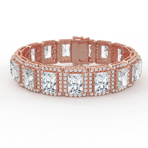 Bracelet de luxe en saphir taille radiant avec halo de diamants, en or 14K 18K, micro-pavé, bijou raffiné, cadeau de mariage ou d'anniversaire pour femme - Product Image 2