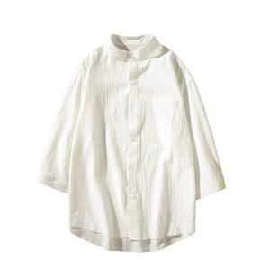 Men's Casual <b>Linen</b> Blend Mandarin Collar Shirt 2026 Ivory Black Olive Green Relaxed Fit Half Sleeve Summer Beach Wear <b>Top</b> HD - Product Image 5