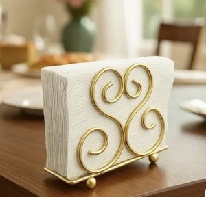 ที่ใส่กระดาษทิชชูโลหะแนวตั้งสีทอง ที่วางกระดาษเช็ดปาก อุปกรณ์ตกแต่งโต๊ะ - Product Image 1