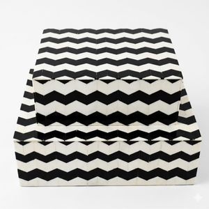Decorative Black and White Bone Inlay <b>Box</b> | Handmade Zig Zag Storage Organizer Case for Jewelry <b>Keepsakes</b> Home Table Decor Gift - Product Image 4