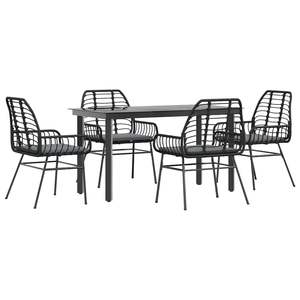 Ensemble de salle à manger de jardin 4 places en rotin noir avec structure métallique, mobilier d'extérieur contemporain avec housses amovibles - Product Image 2