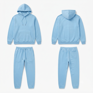 Conjunto Deportivo Casual para Hombre, Sudadera con Capucha y Pantalones Jogger Azul Cielo, Color Sólido, para Otoño - Product Image 2