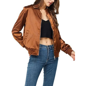 Wholesale Custom <b>Womens</b> Sheep Skin Bomber <b>Jacket</b> Winter Windbreaker Zip-Up Outerwear Pockets <b>for</b> Fashion Streetwear Everyday - Product Image 4