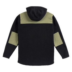 Men's Hooded <b>Fleece</b> <b>Jacket</b> <b>Black</b> Olive Green Color Block Zipper Closure Windproof Casual Autumn Wear - Product Image 6