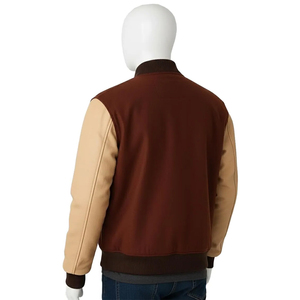 Veste bomber universitaire en laine pour adulte, col montant, coupe-vent, avec logo brodé, collection automne-hiver, en promotion - Product Image 3