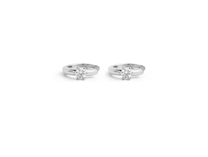 Elegant Natural Diamond <b>Hoop</b> <b>Earrings</b> Solid <b>Gold</b> 14K With Lab Grown Diamonds Hypoallergenic White <b>Gold</b> Fine Jewelry Engagement - Product Image 3