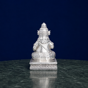 Estatua Metálica Decorativa de Kuber Murti, Dios Hindú, Plateada, para Templo, Hogar, Adoración y Regalos Espirituales - Product Image 2