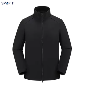 SPOFIT Chaqueta de forro polar para hombre, cuello alto, cremallera completa, deportiva, color gris oscuro, manga larga - Product Image 6