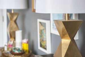 Modern Luxury Gold Geometric Faceted <b>Table</b> Lamp Nordic <b>LED</b> <b>Bedside</b> Light White Fabric Shade for Hotel Bedroom Home Decor - Product Image 5