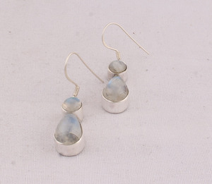 Natural Rainbow Moonstone <b>Earrings</b> 925 <b>Silver</b> Handmade Jewelry Manufacturer Blue Fire Moonstone Cabochon <b>Earrings</b> Bulk Wholesale - Product Image 2