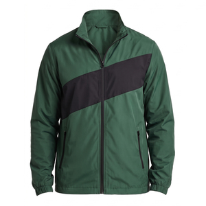 Veste coupe-vent rétro pour homme, motif diagonal vert forêt, col montant, style sport, pour homme - Product Image 3