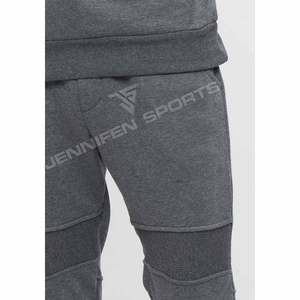 ชุดวอร์มผ้าฝ้ายสีพื้นแบบกำหนดเองสำหรับฤดูหนาว ไซส์ใหญ่พิเศษ ชุดลำลอง 2 ชิ้นสำหรับผู้ชาย พร้อมเชือกผูก - Product Image 4