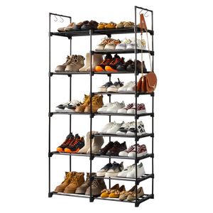 "9-Layer Iron Pipe <b>Shoe</b> Rack with PP Pad & Plastic 85.7*29.8*158cm Black Non-Woven Dustproof <b>Shoe</b> <b>Storage</b>" - Product Image 2