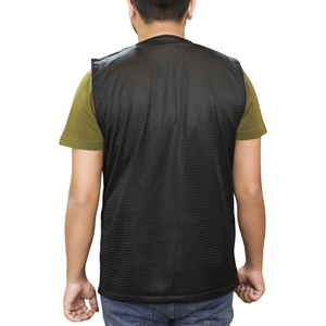 Gilet de barbier sans manches personnalisé avec poche avant zippée, imperméable et en polyester écologique pour coiffeurs - Product Image 2