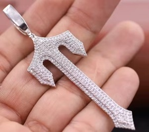 Pendentifs en forme de croix pour hommes ou femmes 925 argent Sterling Moissanite diamant pendentif cadeau de mariage bijoux Hip Hop - Product Image 4