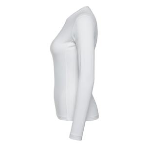 Camiseta de manga larga para mujer, corte ajustado, ligera, elástica, con cuello redondo - Product Image 3