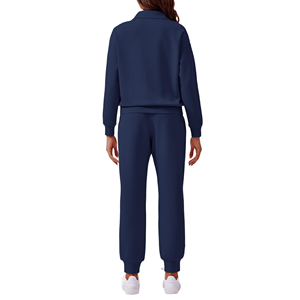 Ensemble de survêtement personnalisé avec logo, deux pièces, veste à demi-zip et pantalon de jogging, style confortable pour l'entraînement physique - Product Image 2