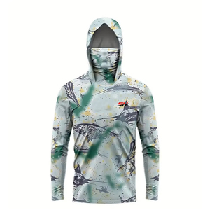 Sudadera de pesca para hombre con diseño personalizado y máscara solar, camisa de alto rendimiento para pesca y pesca en barco, cómoda de usar. - Product Image 1