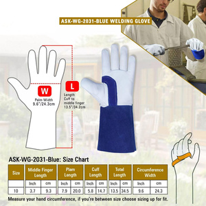 Gants de soudage TIG en cuir pleine fleur et croûte de bovin, anti-étincelles et ignifuges pour la lutte contre les incendies, le jardinage et la protection des mains - Product Image 6