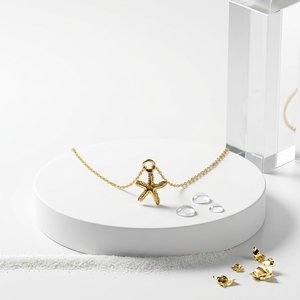 สร้อยคอ Starlit Glow Dainty ดีไซน์เรียบง่าย จี้รูปปลาดาว สร้อยคอเสน่ห์แห่งท้องทะเล ชุบสีบรอนซ์โบราณ - Product Image 2