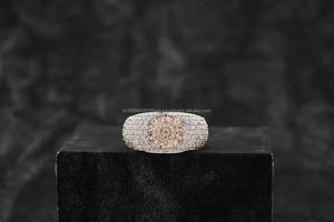 925 Sterling Silver Men's <b>Simulated</b> <b>Diamond</b> Engagement Ring Hip hop Floral Style Cluster Rhodium Plated for Womens Wedding Gift - Product Image 3