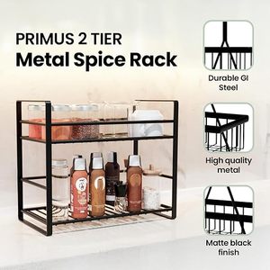Estante de Metal de Dos Niveles para Especias, Diseño Minimalista para Cocina, Tipo Vertical Resistente, No Plegable - Product Image 2