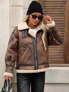Veste de moto en cuir d'agneau véritable teint sur mesure OEM, manteau d'hiver épais pour femmes, doublure en soie, haute qualité, séchage rapide - Product Image 1